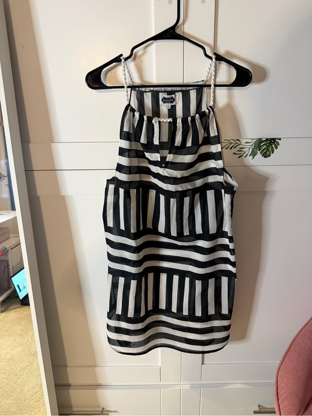 Mud Pie Black & White Striped Halter Camisole